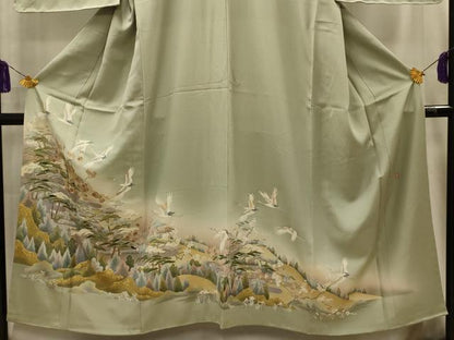 平和屋着物■豪華色留袖　作家物　飛鶴風景文　暈し染め　金彩　正絹　逸品　AABM7654sx