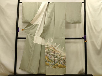 平和屋着物■豪華色留袖　作家物　飛鶴風景文　暈し染め　金彩　正絹　逸品　AABM7654sx
