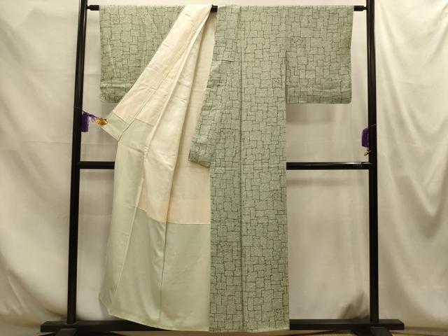 平和屋着物■上質な小紋　幾何学文様　正絹　逸品　AABM7656sx