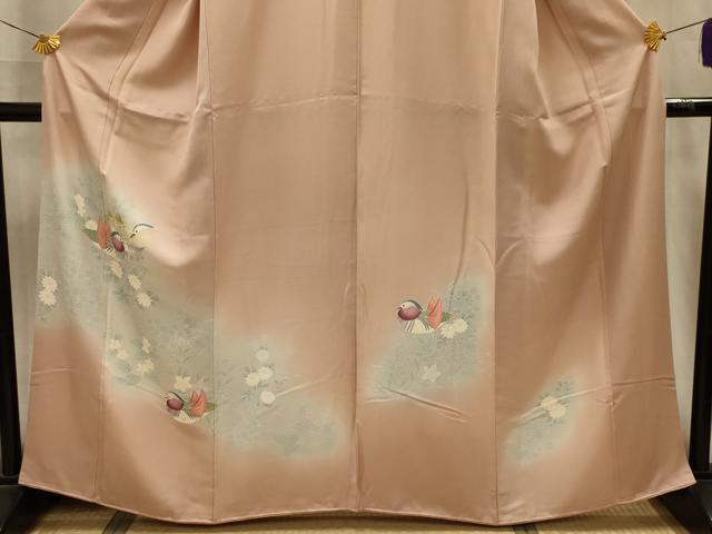平和屋着物■訪問着　刺繍　鴛鴦花文　暈し染め　金糸　正絹　逸品　AABM7662sx