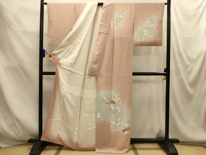 平和屋着物■訪問着　刺繍　鴛鴦花文　暈し染め　金糸　正絹　逸品　AABM7662sx
