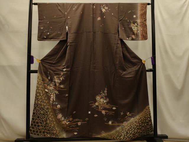 平和屋着物■訪問着　扇面花文　暈し染め　金彩　正絹　逸品　AABM7682sx