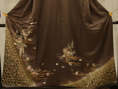 平和屋着物■訪問着　扇面花文　暈し染め　金彩　正絹　逸品　AABM7682sx