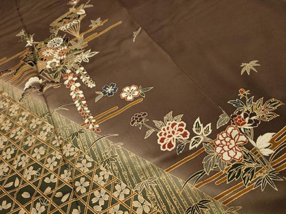平和屋着物■訪問着　扇面花文　暈し染め　金彩　正絹　逸品　AABM7682sx