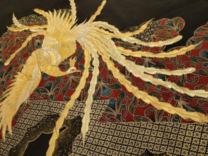 平和屋着物■豪華黒留袖　刺繍　雲取鳳凰花文　金彩　金銀糸　正絹　逸品　AABM7685sx