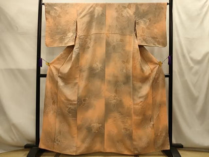 平和屋着物■上質な小紋　地紋起こし　草花文　暈し染め　正絹　逸品　AABM7686sx