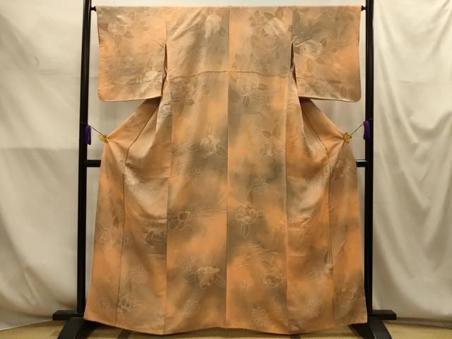 平和屋着物■上質な小紋　地紋起こし　草花文　暈し染め　正絹　逸品　AABM7686sx