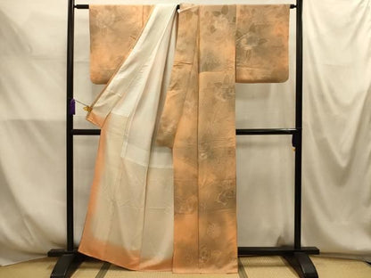 平和屋着物■上質な小紋　地紋起こし　草花文　暈し染め　正絹　逸品　AABM7686sx
