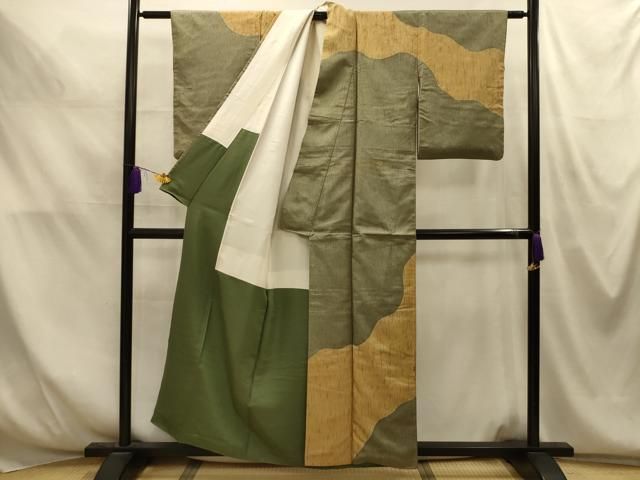 平和屋着物■本場染大島紬　訪問着　流水文　正絹　逸品　AABM7688sx
