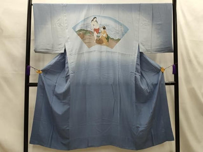 平和屋着物■男性　長襦袢　無双仕立て　人物風景文　正絹　逸品　AABM7689sx