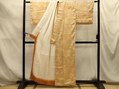 平和屋着物■訪問着　駒刺繍　流水花文　暈し染め　正絹　逸品　AABM7690sx