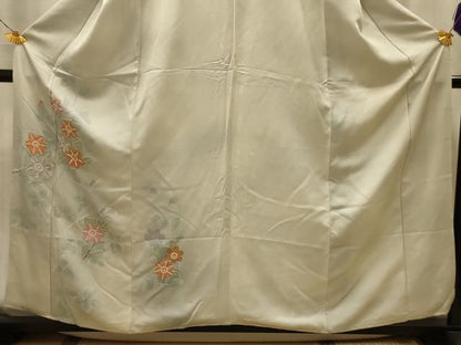 平和屋着物■中国三大刺繍　相良刺繍　訪問着　草花文　暈し染め　正絹　逸品　AABM7692sx