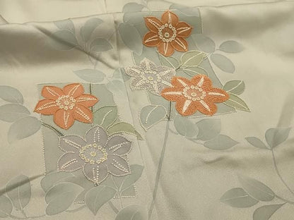 平和屋着物■中国三大刺繍　相良刺繍　訪問着　草花文　暈し染め　正絹　逸品　AABM7692sx