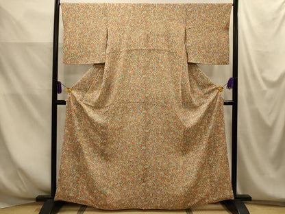 平和屋着物■上質な小紋　草花文　正絹　逸品　AABM7695sx