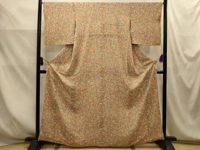 平和屋着物■上質な小紋　草花文　正絹　逸品　AABM7695sx