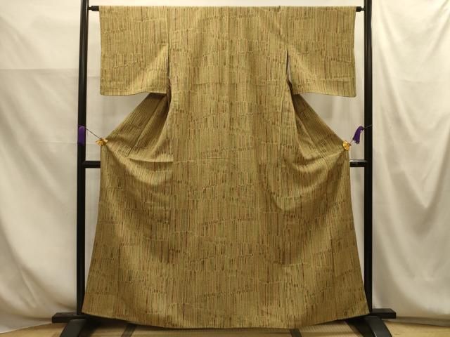 平和屋着物■上質な小紋　紬地　幾何学文様　正絹　逸品　AABM7696sx