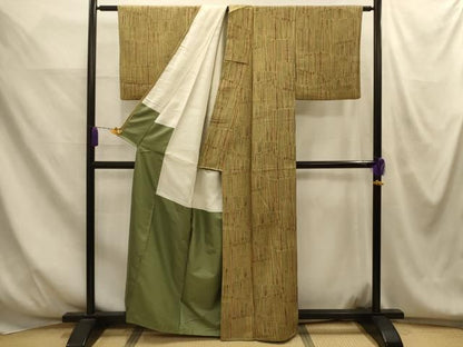 平和屋着物■上質な小紋　紬地　幾何学文様　正絹　逸品　AABM7696sx