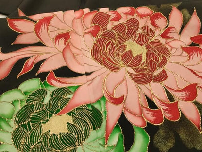 平和屋着物■豪華黒留袖　駒刺繍　乱菊　金彩　正絹　逸品　AABM7697sx