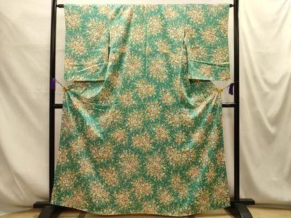 平和屋着物■上質な小紋　草花文　正絹　逸品　AABM7700sx