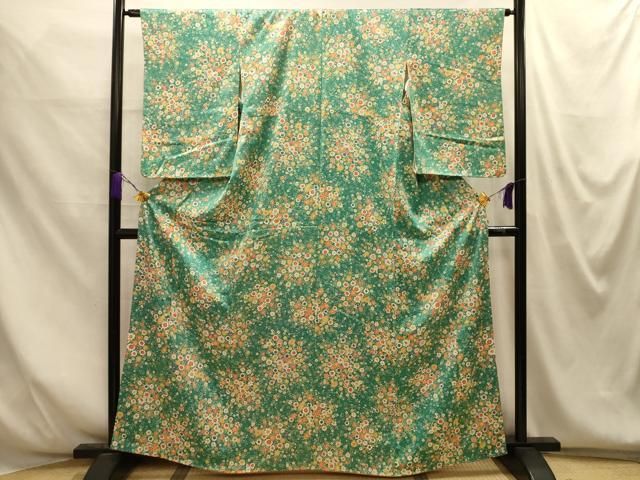 平和屋着物■上質な小紋　草花文　正絹　逸品　AABM7700sx