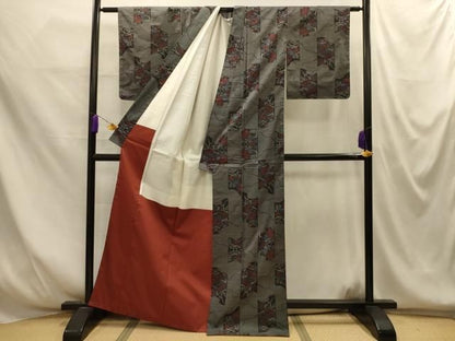 平和屋着物■本場大島紬　7マルキ　草花文　正絹　逸品　AABM7702sx
