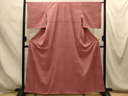 平和屋着物■上質な色無地　雲取吉祥地紋　蘇芳香色　正絹　逸品　AABM7703sx
