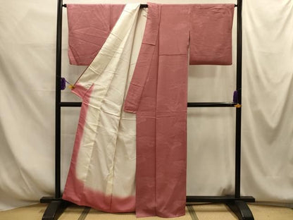 平和屋着物■上質な色無地　雲取吉祥地紋　蘇芳香色　正絹　逸品　AABM7703sx