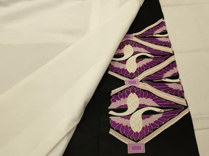 平和屋着物■豪華黒留袖　駒刺繍　双鶴菱文　金彩　正絹　逸品　AABM7706sx