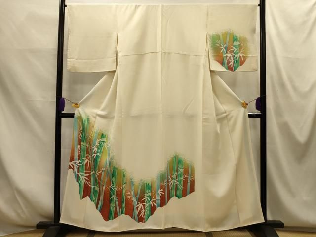 平和屋着物■訪問着　笹竹文　暈し染め　正絹　逸品　AABM7707sx