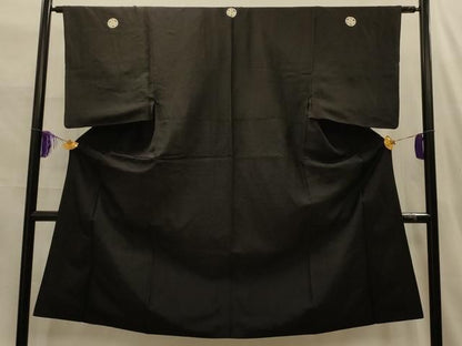平和屋着物■男性　黒紋付　正絹　逸品　AABM7709sx