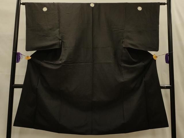 平和屋着物■男性　黒紋付　正絹　逸品　AABM7709sx