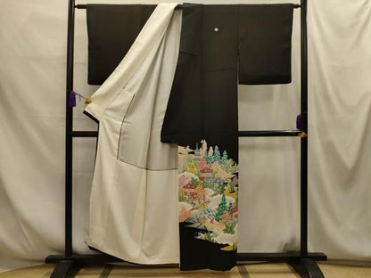 平和屋着物■豪華黒留袖　作家物　人物風景文　正絹　逸品　AABM7710sx