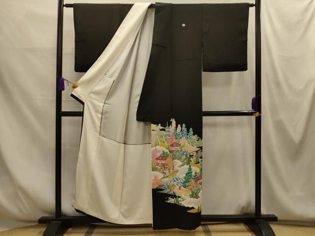 平和屋着物■豪華黒留袖　作家物　人物風景文　正絹　逸品　AABM7710sx