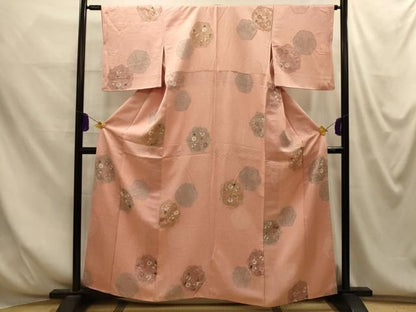 平和屋着物■上質な小紋　地紋起こし　草花文　正絹　逸品　AABM7711sx
