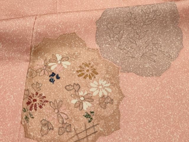 平和屋着物■上質な小紋　地紋起こし　草花文　正絹　逸品　AABM7711sx