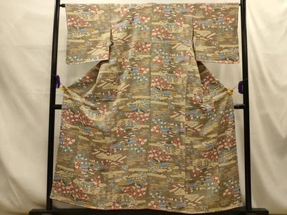 平和屋着物■上質な小紋　松竹梅　風景文　正絹　逸品　AABM7713sx