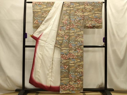 平和屋着物■上質な小紋　松竹梅　風景文　正絹　逸品　AABM7713sx