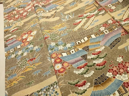 平和屋着物■上質な小紋　松竹梅　風景文　正絹　逸品　AABM7713sx