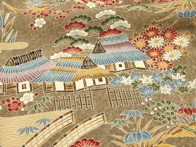 平和屋着物■上質な小紋　松竹梅　風景文　正絹　逸品　AABM7713sx