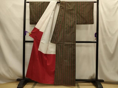 平和屋着物■上質な紬　間道　正絹　逸品　AABM7715sx