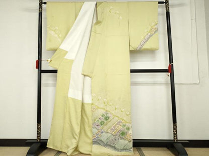 平和屋着物●訪問着　総絞り　吉祥花文　正絹　逸品　AABM8002cs