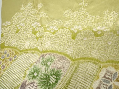 平和屋着物●訪問着　総絞り　吉祥花文　正絹　逸品　AABM8002cs