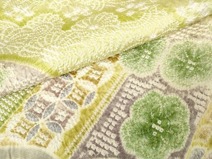 平和屋着物●訪問着　総絞り　吉祥花文　正絹　逸品　AABM8002cs