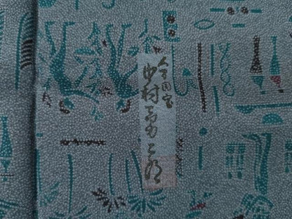 平和屋着物●重要無形文化財　人間国宝　中村勇二郎　江戸小紋　ツタンカーメン王　冊子付　正絹　逸品　未使用　AABM8006cs