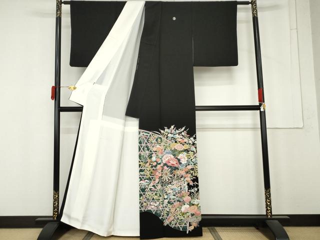 平和屋着物●本加賀友禅作家　佐藤潤　黒留袖　花車に垣根　三越扱い　正絹　逸品　AABM8008cs