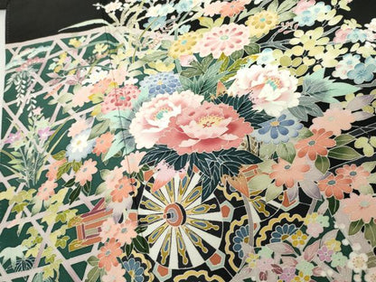 平和屋着物●本加賀友禅作家　佐藤潤　黒留袖　花車に垣根　三越扱い　正絹　逸品　AABM8008cs