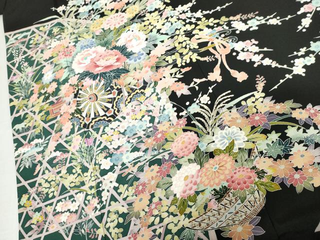 平和屋着物●本加賀友禅作家　佐藤潤　黒留袖　花車に垣根　三越扱い　正絹　逸品　AABM8008cs