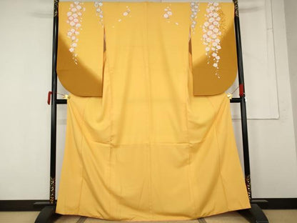 平和屋着物●小振袖　二尺袖　枝垂れ桜文　暈し染め　金銀彩　洗える着物　AABM8010cs