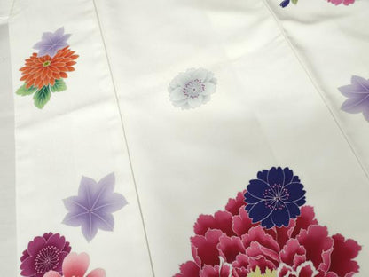 平和屋着物●小振袖　二尺袖　刺繍　花蝶文　暈し染め　金彩　洗える着物　AABM8016cs