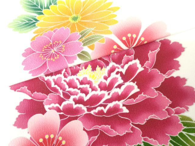 平和屋着物●小振袖　二尺袖　刺繍　花蝶文　暈し染め　金彩　洗える着物　AABM8016cs